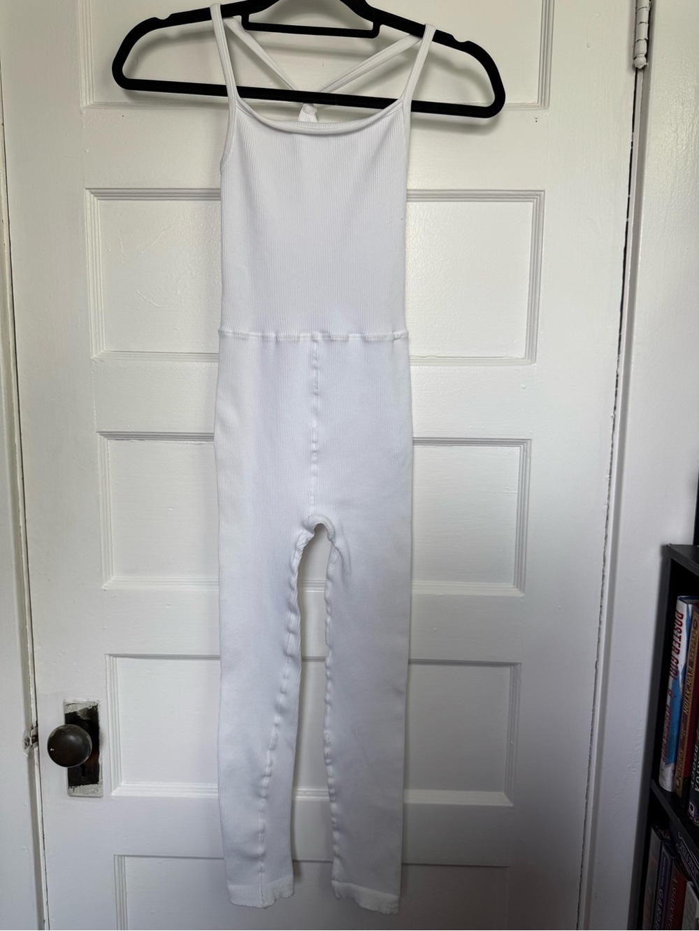 FP Movement by Free People White Ribbed Knit Jumpsuit Clean Girl Pilates Sz M/L
